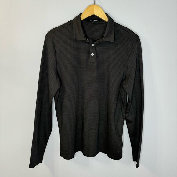 Robert Barakett Long Sleeve Polo Shirt Lightweight Performance Brown Men's M - Picture 4 of 9